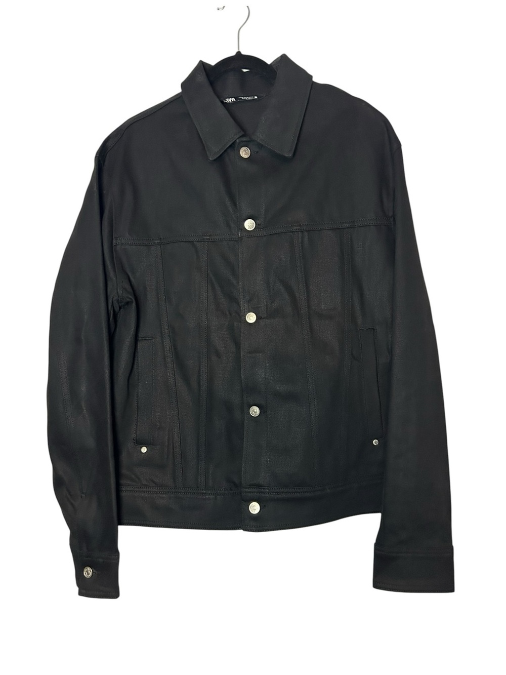 Zara Black Button-Front Bomber Jacket